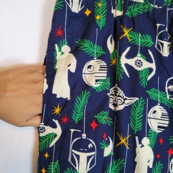 Hanna Anderson x Star Wars Mens Christmas Pajama Pants Size XL Blue Lounge Sleep - Picture 2 of 9